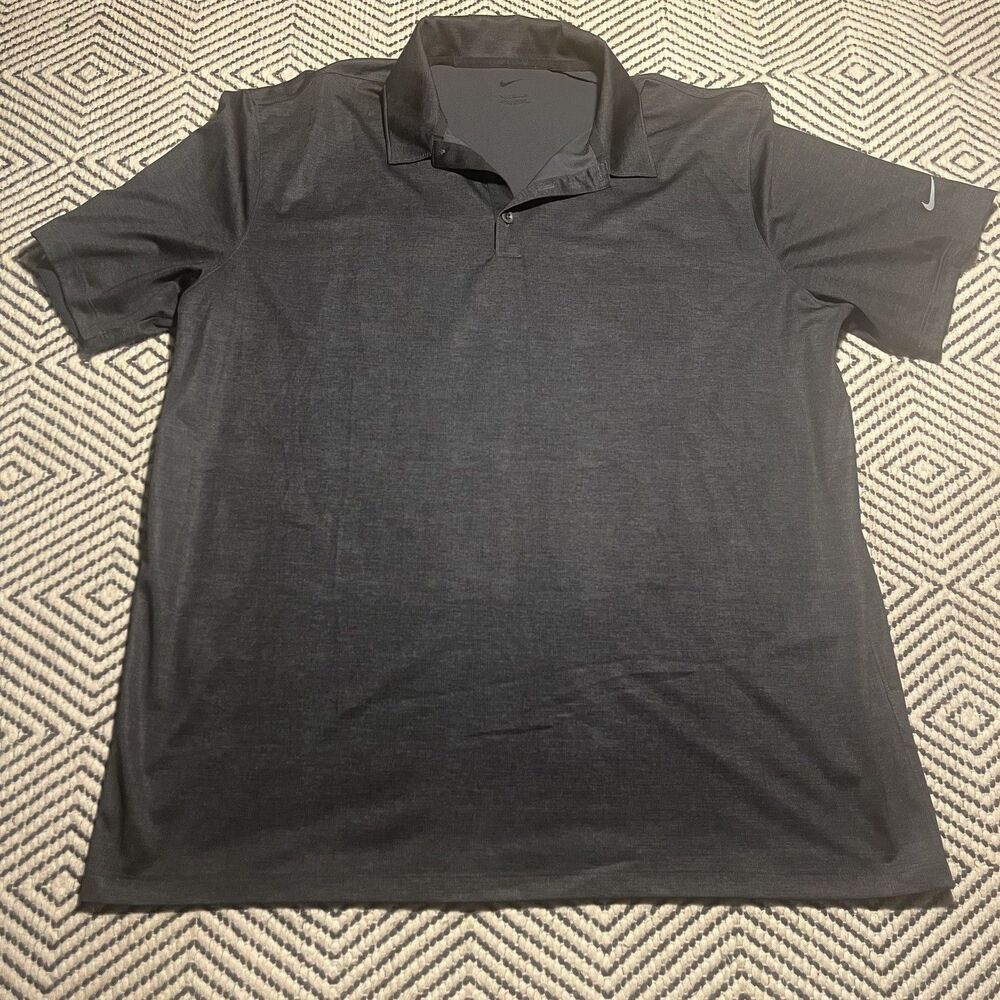 Nike Polo Shirt Mens XL Gray Golf Performance Knit Short Sleeve White Claw Logo